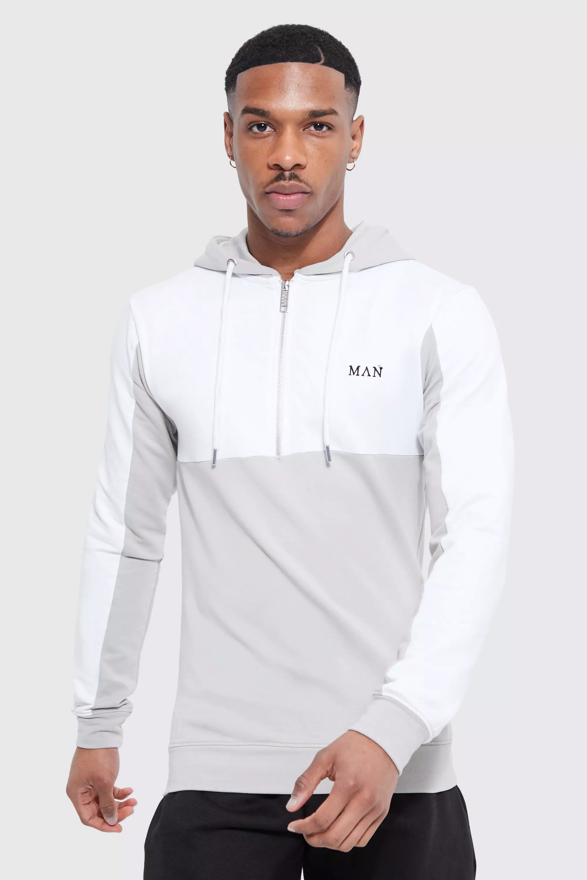 White muscle fit clearance hoodie